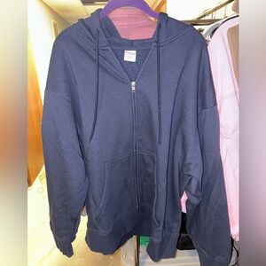 Navy Blue Zip-Up Hoodie